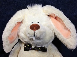 GUND Bunny Rabbit Plush RARE Bucktooth Polka Dot Bow Tie Cream Stuffed Animal - £46.90 GBP