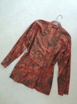 Ladies Jacket Size L Botanical Leaf Print Blazer in Fall Colors $350 Val... - $67.50