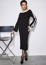 STAR by Julien Macdonald Popper Sleeve Black Jumper Dress  UK 14    (fm49-7) - £53.06 GBP