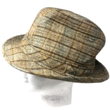 Dobbs Wool Fedora Size 7 1/4  Vintage Brown Rust Plaid Tweed GrandPa Hat Dapper - £17.69 GBP