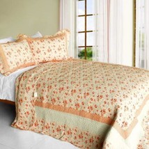 [Les Coristes] 3PC Cotton Vermicelli-Quilted Printed Quilt Set (Full/Queen Size) - £70.42 GBP