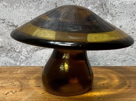 Vintage AMBER Glass Mushroom MCM  2.25&quot; x 3&quot; - £134.53 GBP