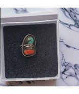 Vintage Sterling, Turquoise and Coral Ring Size 5.5 - $102.57 CAD