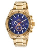 NEW Invicta 20010 Men&#39;s Pro Diver Chronograph Blue Dial 18K Gold Plated ... - £85.62 GBP