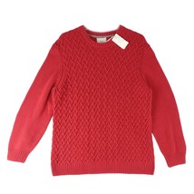 HOPE &amp; HENRY Men&#39;s XL Cable Knit Herringbone Red Sweater NWT 100% Organic Cotton - £23.13 GBP