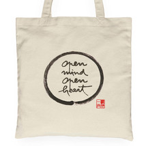 Thich Nhat Hanh Calligraphy Tote Bag Open Mind Open Heart Handbag Cotton... - £13.14 GBP