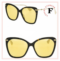 GUCCI 0510 Gold Havana Yellow Oversized Retro Sunglasses GG0510S Authent... - £166.56 GBP