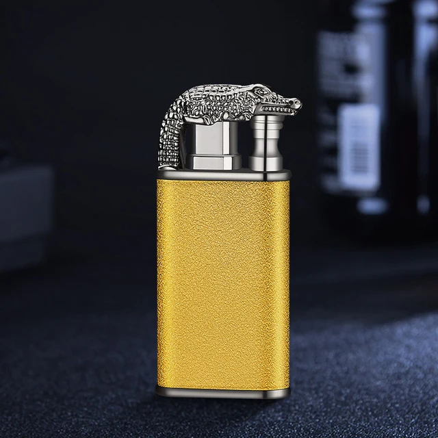 New Windproof Double Flame Cigar Torch Lighter Dragon Tiger Crocodile Dolphin Gl - £16.08 GBP