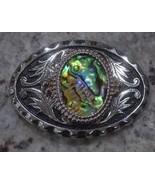 Western Theme Belt Buckle with Large Green Yellow Stone - $19.99