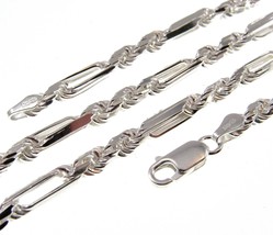 Solid 925 Sterling Silver Men&#39;s Italian Figarope Chain Milano Necklace Bracelet - £41.20 GBP+
