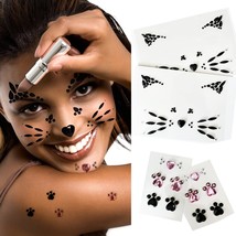 Crystal Cat Face Jewels Pink Cat Print Gems 2 Sheet Black Cat Eye Gems Sticker a - £19.80 GBP
