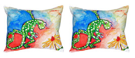 Pair of Betsy Drake Gecko No Cord Pillows 16 Inch X 20 Inch - £62.14 GBP