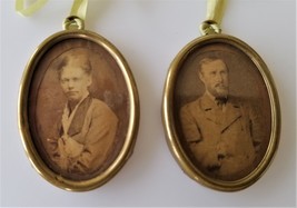 Lot 1879 Antique Miniature Brass Photo Frames Pendants Hanging Glass Sweet - £54.57 GBP