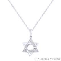 0.06ct Round Cut Diamond Star of David Magen Judaica Pendant in 14k White Gold - £176.17 GBP+