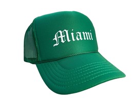 Miami South Beach Old English Green Hat 5 Panel High Crown Trucker Snapback 2 - £18.64 GBP