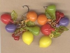 Tropical Fruit Earrings Vintage Luau Costume Party Funky Jewelry - £5.50 GBP