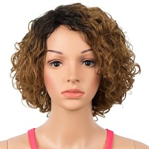 Ombre Brown Short Wavy Human Hair Wigs for Black Women - £42.21 GBP