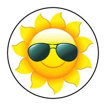 30 Cute Sunshine Envelope Seals Labels Stickers 1.5&quot; Round sunglasses - £5.88 GBP