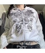 Cyber Grunge Hoodie Y2K Emo Zip Up Sweatshirts - €39,05 EUR