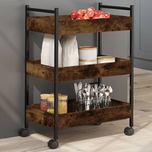 Industrial Wooden 3-Tier Kitchen Storage Bar Trolley Cart Rack With Whee... - £51.46 GBP+