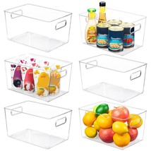 Clear Pantry Storage Organizer Bins, 6 Pack Plastic Storage Containers With Hand - £37.12 GBP