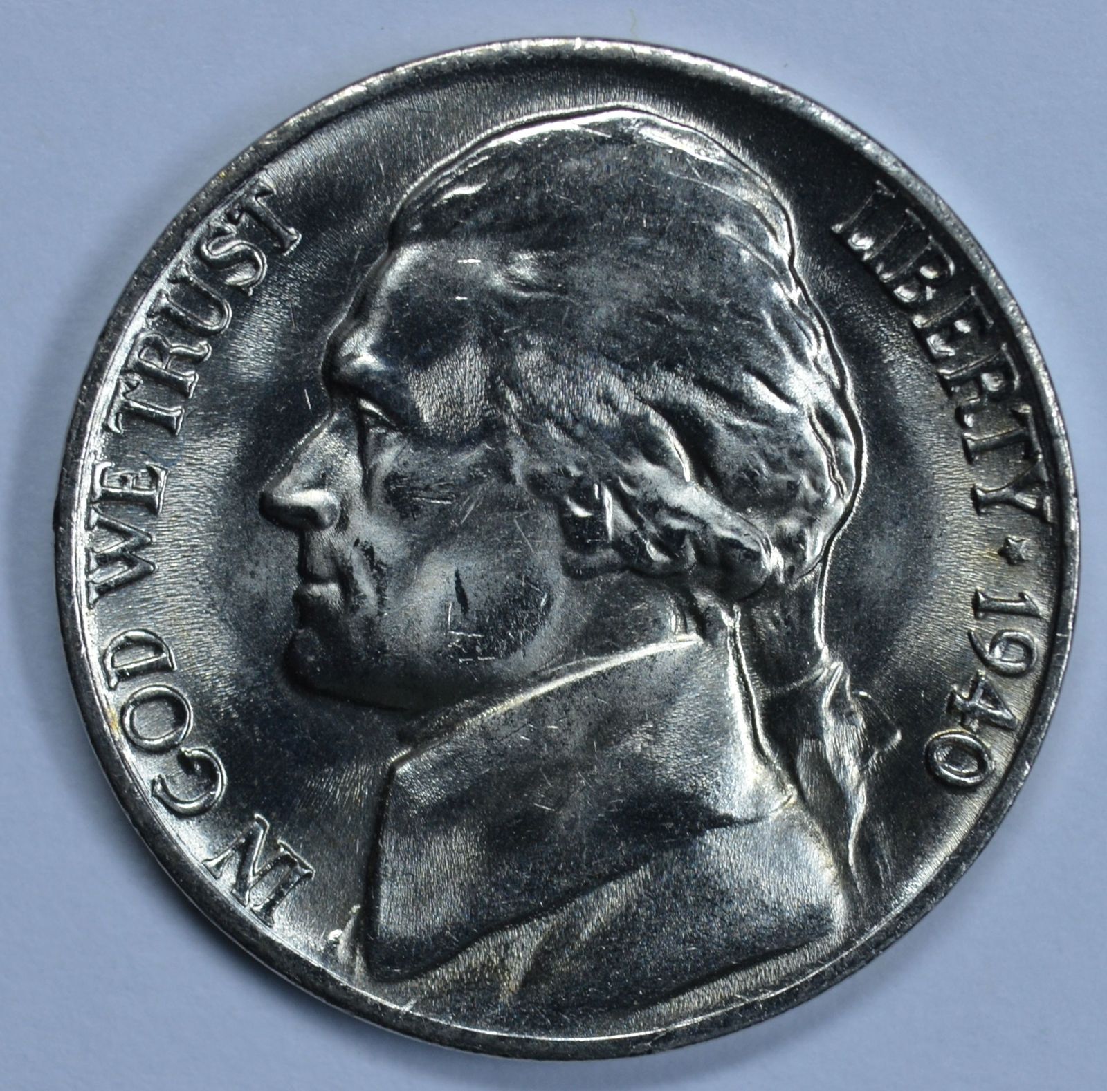 1940 P Jefferson uncirculated nickel BU 5 full steps - $11.50