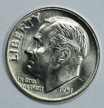 1951 D Roosevelt uncirculated silver dime BU  Full Bands - $16.00