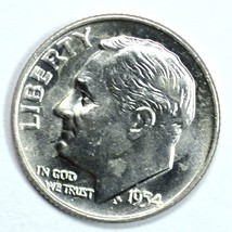 1954 D Roosevelt uncirculated silver dime BU - $10.00