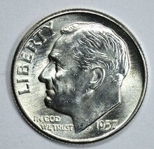 1957 P Roosevelt uncirculated silver dime BU - £7.81 GBP