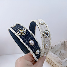 Exquisite Floral and Pearl Embellished Advanced Rice Bead Edged Headband - £7.20 GBP
