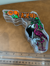 FLORIDA Collectible Candy Container w/Flamingo-6” Clear Plastic Gator Or... - $7.43