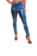 FREE PEOPLE Womens Leggings Electric Glitter Cosy Fit Comfortable Blue Size S - £38.99 GBP