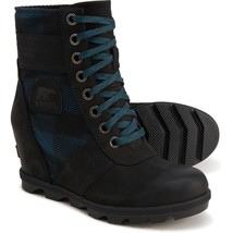 Sorel Womens Sz 6 Lexie Wedge Boots Buffalo Plaid Black Leather Waterpro... - $108.89