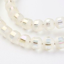 10 Electroplated Glass Beads White Frosted AB Unique Jewelry Supplies Se... - $3.50