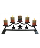 Wrought Iron Fireplace Pillar Candle Holder Star Pattern Holds 5 Black H... - £68.82 GBP