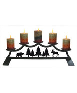 Wrought Iron Fireplace Pillar Candle Holder Moose &amp; Bear Holds 5 Hearth ... - £68.82 GBP