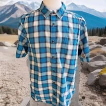 The North Face Shadow Plaid Shirt Mens M Blue Short Sleeve Cotton Surfer... - $14.38