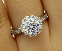 1.50Ct Diamond Solitaire With Accents Engagement Halo Ring New Year Special - £76.49 GBP