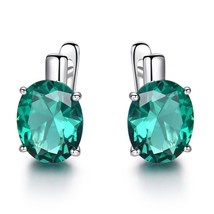 Blue Topaz Clip Earrings for Women Solid 925 Sterling Silver Jewelry Oval Gemsto - $34.52
