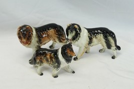 3 Porcelain Collie Figurine 6.25&quot; x 5.5&quot; and 5&quot; x 4&quot; Made in Japan  - $39.19