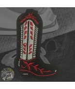 Cowboy Boot in Black and Red Detailed Iron On Patch Applique Embellishment - $4.38 CAD