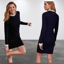 Boden Beatrice Knitted Dress Preppy Navy White Cotton Details - Size 10P - $44.54