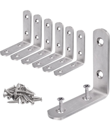  6PCS 65x65mm L Bracket Corner Brace Stainless Steel 90° w/ Screws - €13,81 EUR