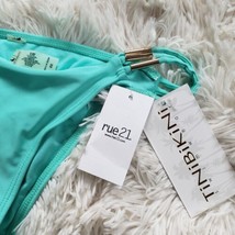Rue21 Tini Bikini Swim Bottoms Women&#39;s Size XS Green Gold Accents Sexy Swimwear - £10.16 GBP