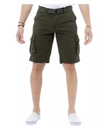 RAW X Men&#39;s Belted Classic Fit 12.5&quot; Cotton Cargo Shorts Olive-52W - $478.64 MXN