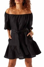 Tommy Bahama St. Lucia Off the Shoulder Tiered Dress Color Black, Size L - £54.63 GBP