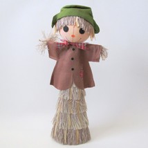 Vintage Fall Table Centerpiece Scarecrow Raffia Fringe Decoration Made In Japan - £25.56 GBP