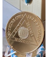 34 Year AA Medallion Gold Plated Large 39mm Sobriety Chip - $11.99