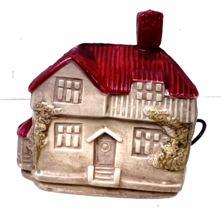 Vintage Celluloid Cottage Tape Measure Red Roof Shrubs Japan Works 1 3/4 - $74.25