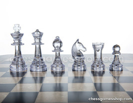 Staunton standard plastic chess pieces / chessmen - Amber / TRANSPARENT - 3.75&quot; - $32.75